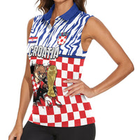 Custom Croatia Football Women Sleeveless Polo Shirt Marten In Hole With Checkered Patterns
