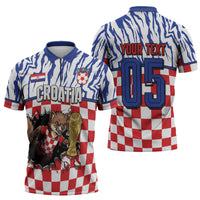 Custom Croatia Football Zipper Polo Shirt Marten In Hole With Checkered Patterns