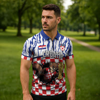 Custom Croatia Football Zipper Polo Shirt Marten In Hole With Checkered Patterns