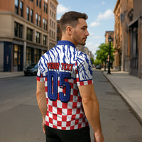 Custom Croatia Football Zipper Polo Shirt Marten In Hole With Checkered Patterns