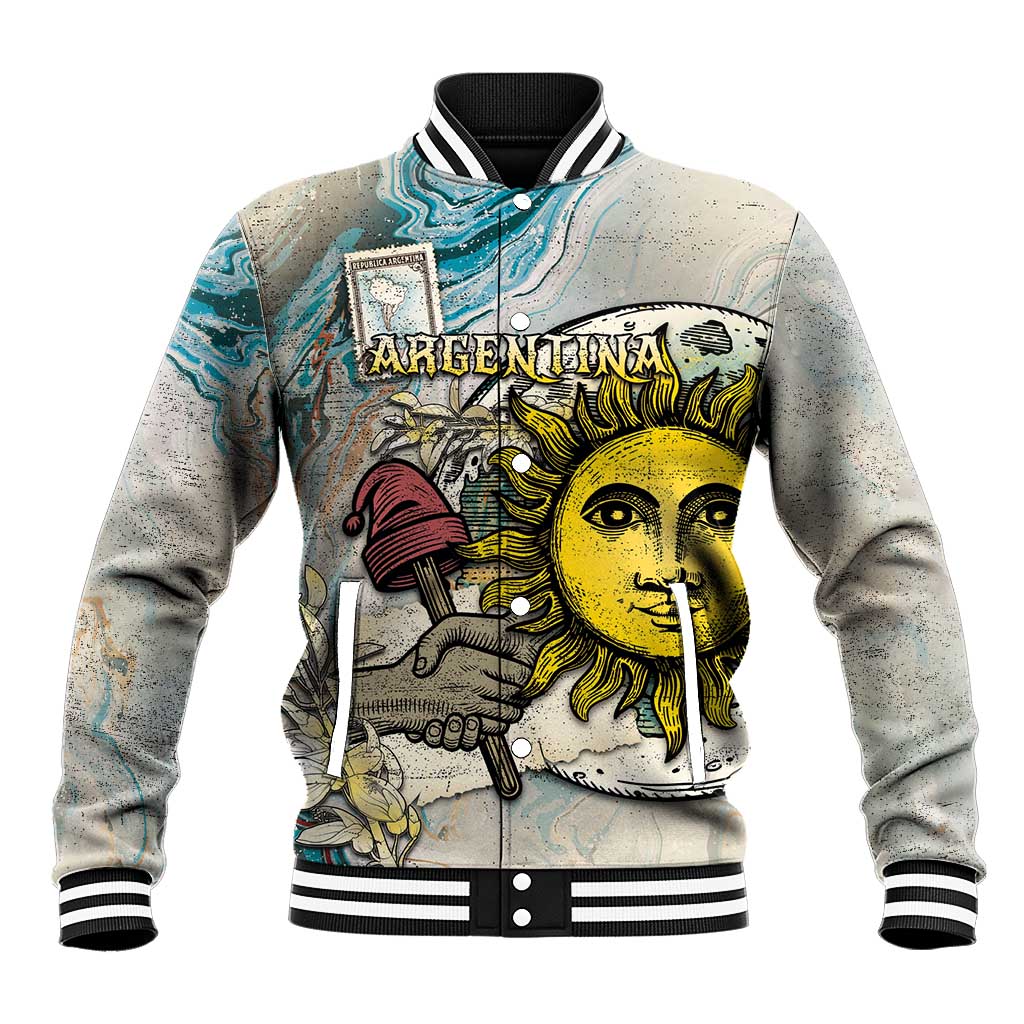 Argentina Baseball Jacket Sol De Mayo Retro Style - Wonder Print Shop