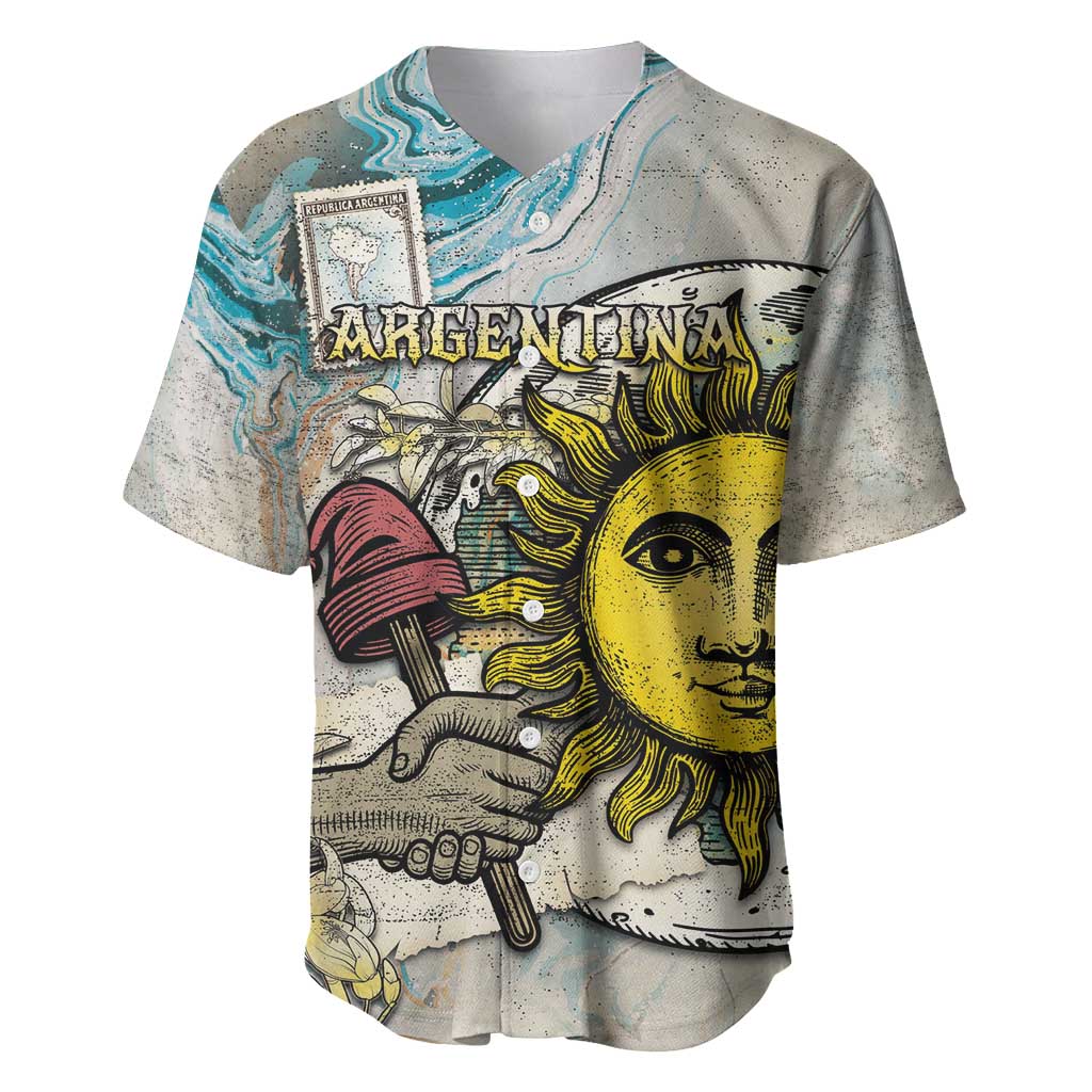 Argentina Baseball Jersey Sol De Mayo Retro Style - Wonder Print Shop