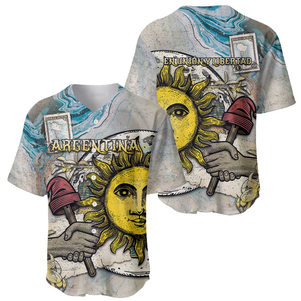 Argentina Baseball Jersey Sol De Mayo Retro Style - Wonder Print Shop