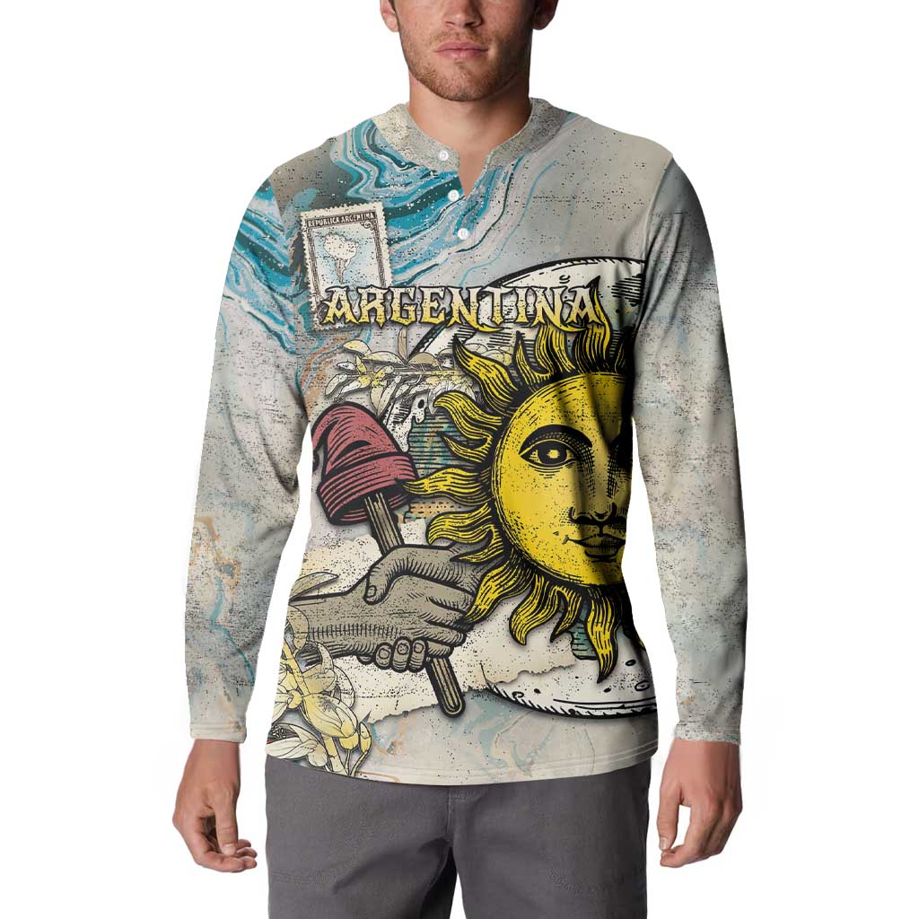 Argentina Button Sweatshirt Sol De Mayo Retro Style - Wonder Print Shop