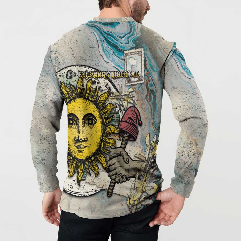 Argentina Button Sweatshirt Sol De Mayo Retro Style - Wonder Print Shop