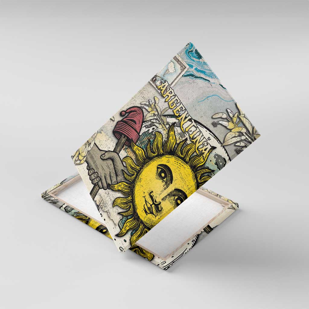 Argentina Canvas Wall Art Sol De Mayo Retro Style - Wonder Print Shop
