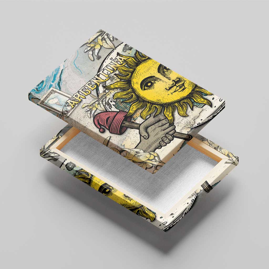 Argentina Canvas Wall Art Sol De Mayo Retro Style - Wonder Print Shop