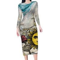 Argentina Family Matching Long Sleeve Bodycon Dress and Hawaiian Shirt Sol De Mayo Retro Style - Wonder Print Shop
