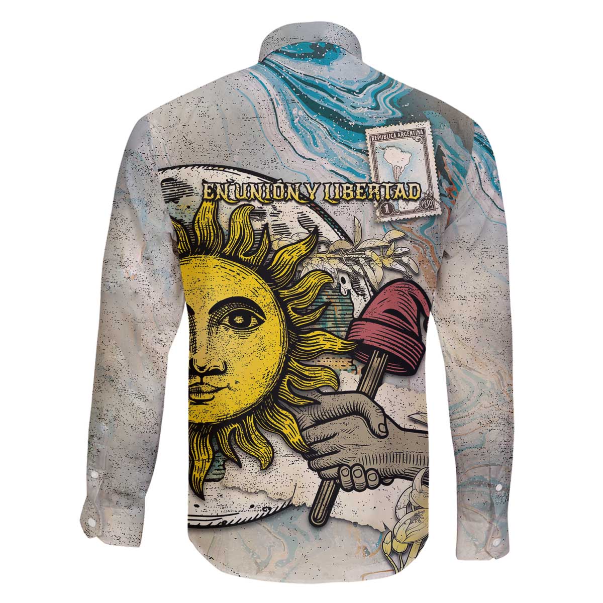 Argentina Family Matching Off The Shoulder Long Sleeve Dress and Hawaiian Shirt Sol De Mayo Retro Style - Wonder Print Shop