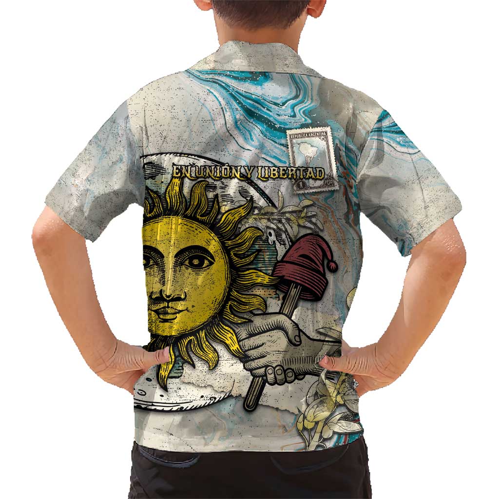 Argentina Family Matching Short Sleeve Bodycon Dress and Hawaiian Shirt Sol De Mayo Retro Style - Wonder Print Shop