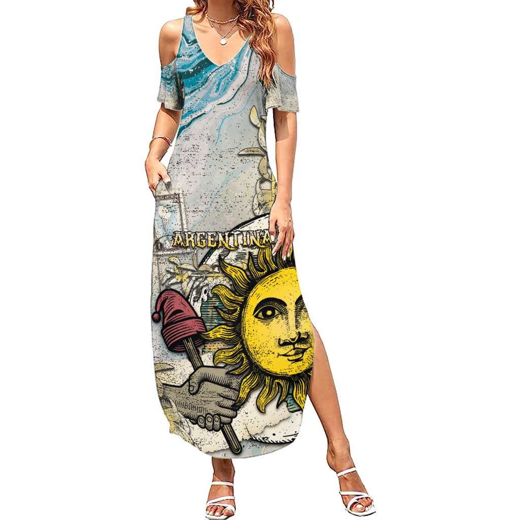 Argentina Family Matching Summer Maxi Dress and Hawaiian Shirt Sol De Mayo Retro Style - Wonder Print Shop