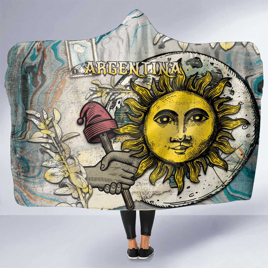 Argentina Hooded Blanket Sol De Mayo Retro Style - Wonder Print Shop