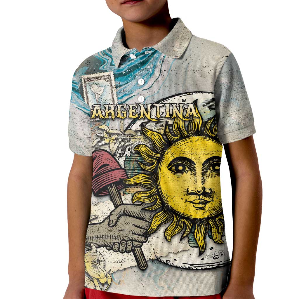 Argentina Kid Polo Shirt Sol De Mayo Retro Style - Wonder Print Shop