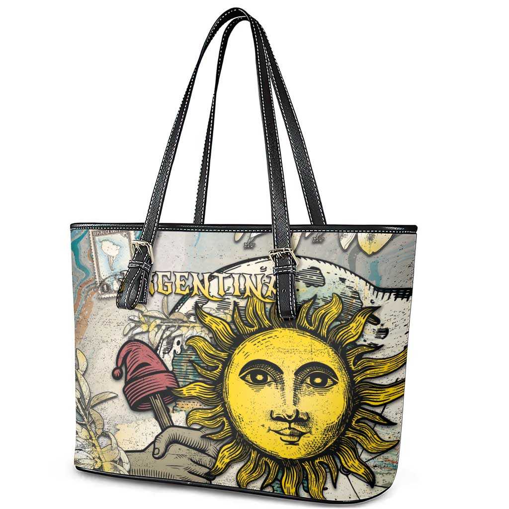Argentina Leather Tote Bag Sol De Mayo Retro Style - Wonder Print Shop