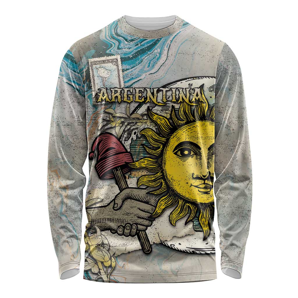 Argentina Long Sleeve Shirt Sol De Mayo Retro Style - Wonder Print Shop