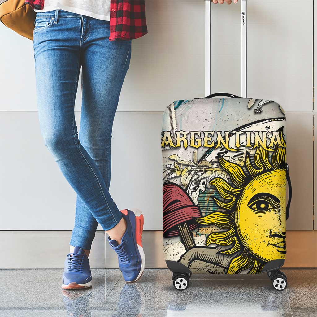 Argentina Luggage Cover Sol De Mayo Retro Style - Wonder Print Shop