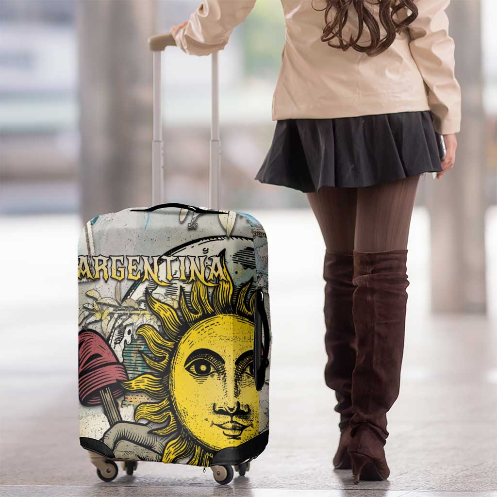 Argentina Luggage Cover Sol De Mayo Retro Style - Wonder Print Shop