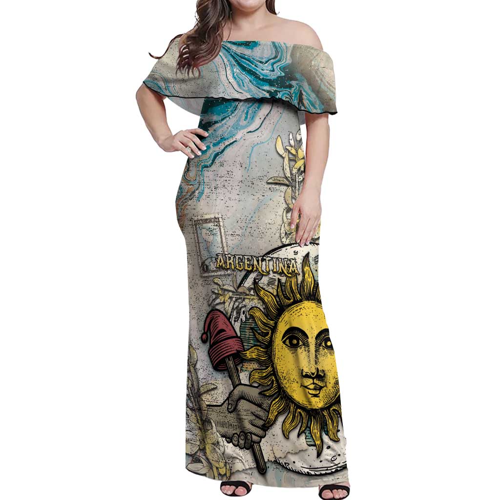 Argentina Off Shoulder Maxi Dress Sol De Mayo Retro Style - Wonder Print Shop