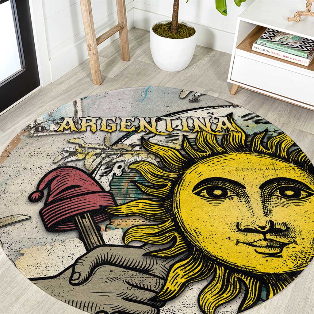 Argentina Round Carpet Sol De Mayo Retro Style - Wonder Print Shop