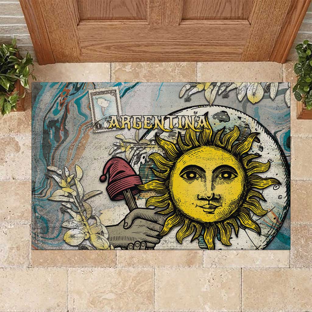 Argentina Rubber Doormat Sol De Mayo Retro Style - Wonder Print Shop