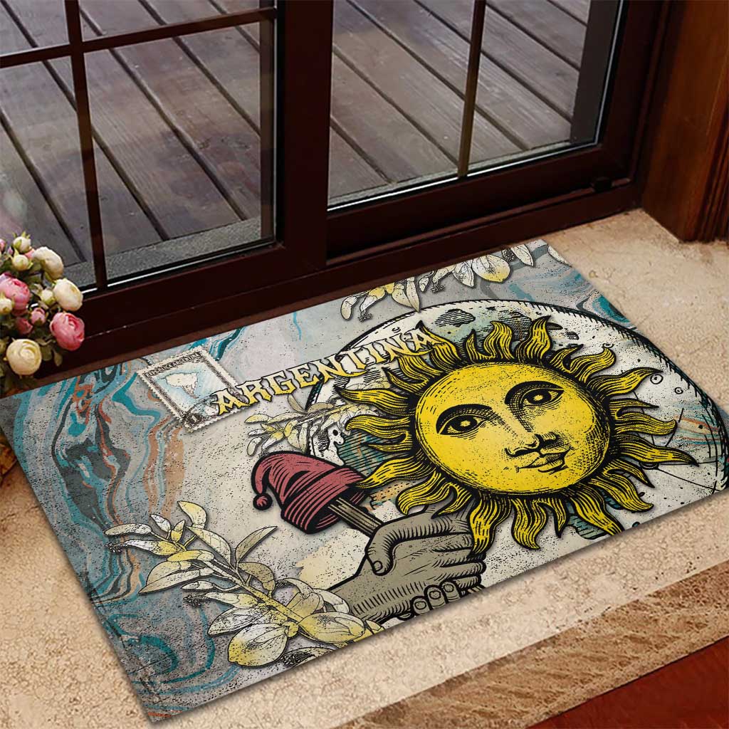 Argentina Rubber Doormat Sol De Mayo Retro Style - Wonder Print Shop