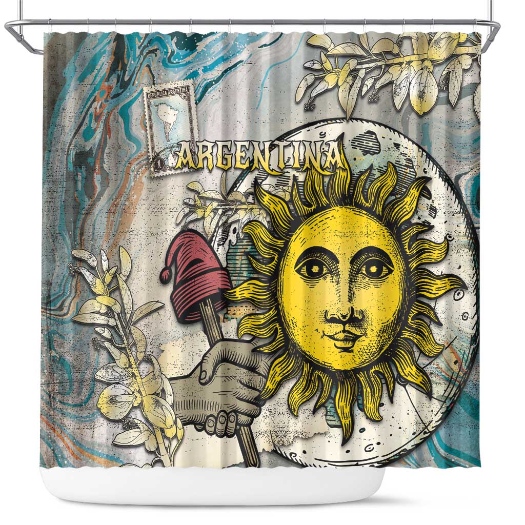 Argentina Shower Curtain Sol De Mayo Retro Style - Wonder Print Shop