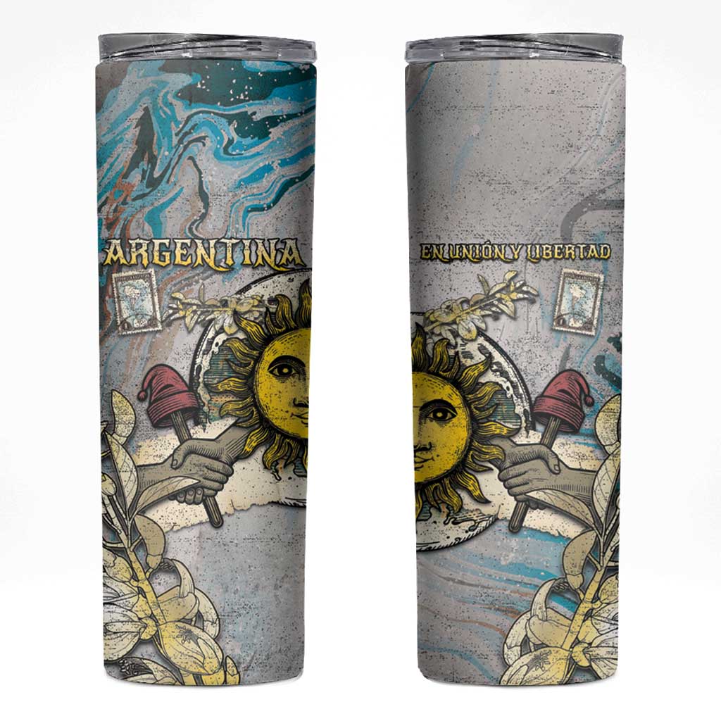 Argentina Skinny Tumbler Sol De Mayo Retro Style - Wonder Print Shop