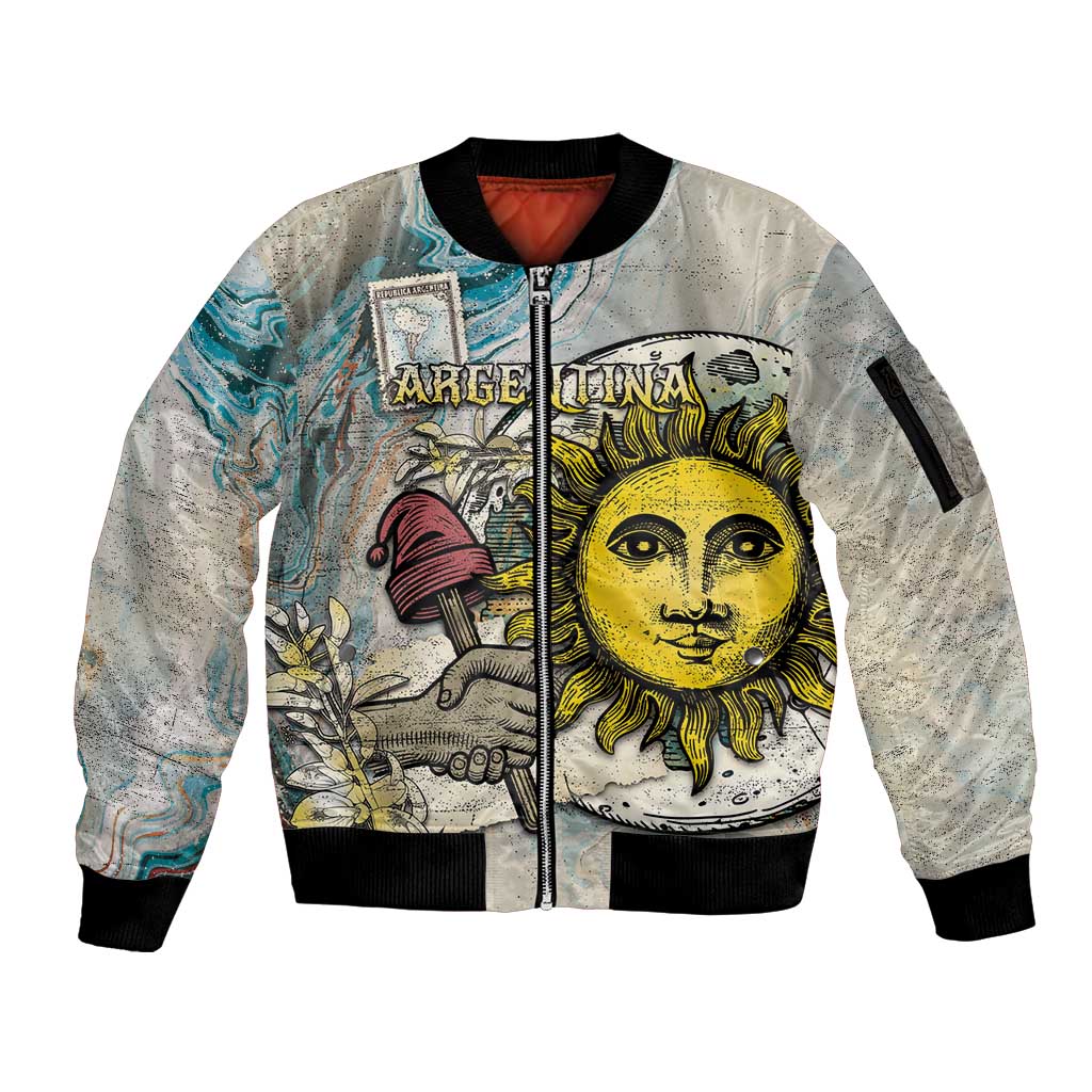 Argentina Sleeve Zip Bomber Jacket Sol De Mayo Retro Style - Wonder Print Shop