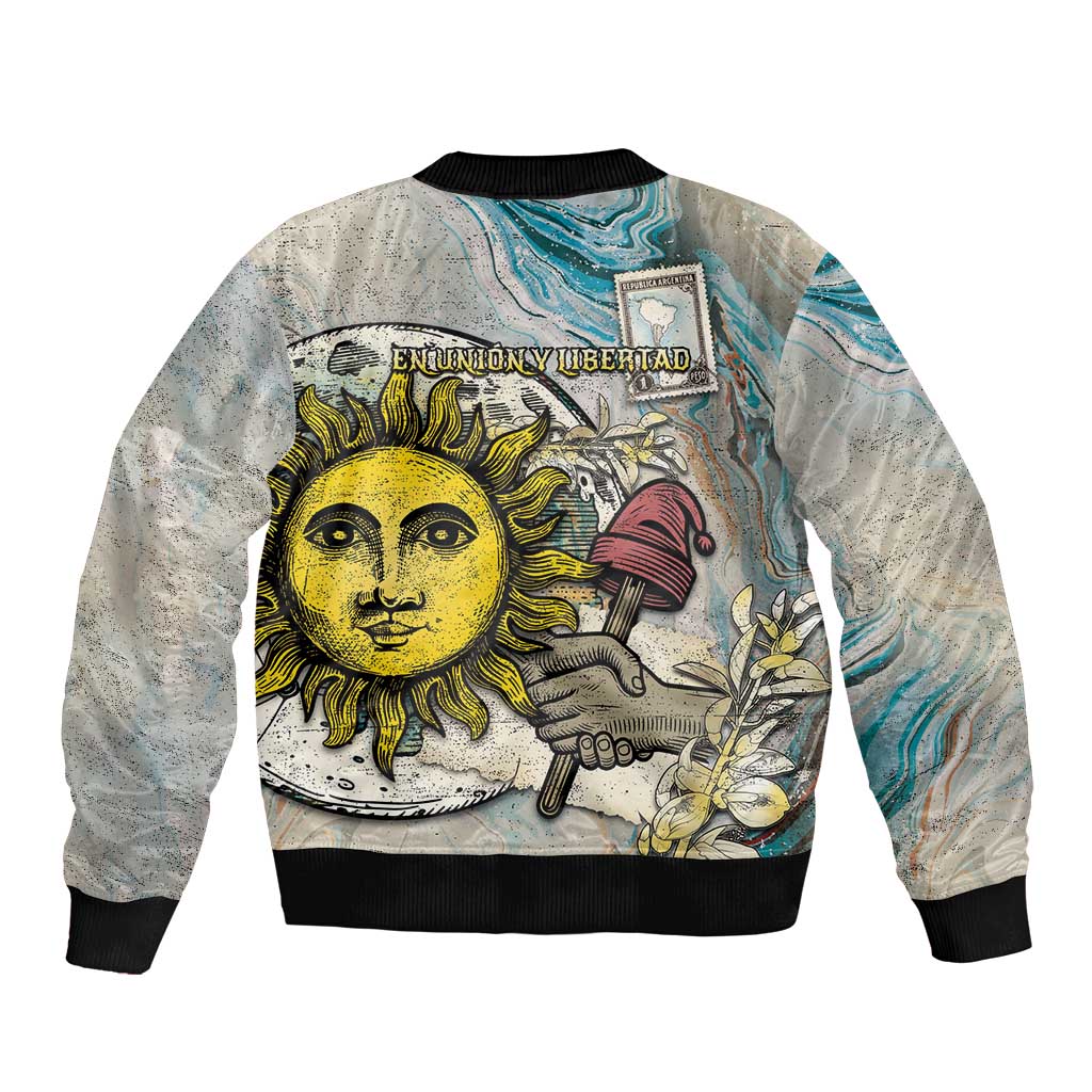 Argentina Sleeve Zip Bomber Jacket Sol De Mayo Retro Style - Wonder Print Shop