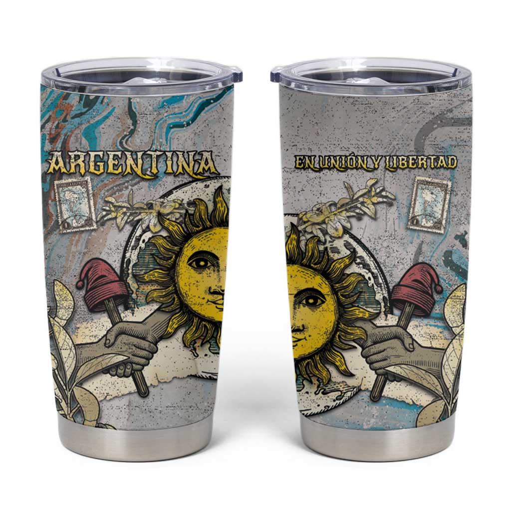 Argentina Tumbler Cup Sol De Mayo Retro Style - Wonder Print Shop