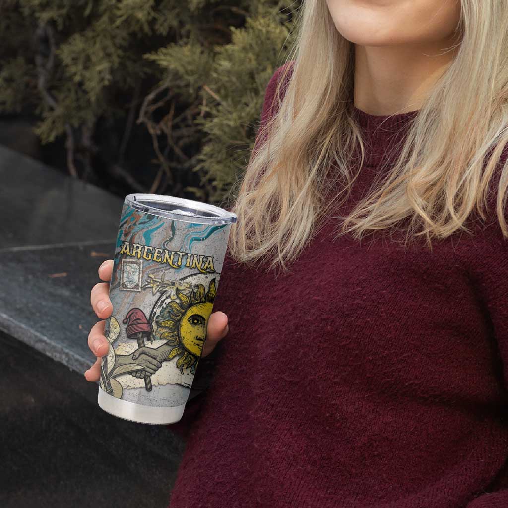 Argentina Tumbler Cup Sol De Mayo Retro Style - Wonder Print Shop