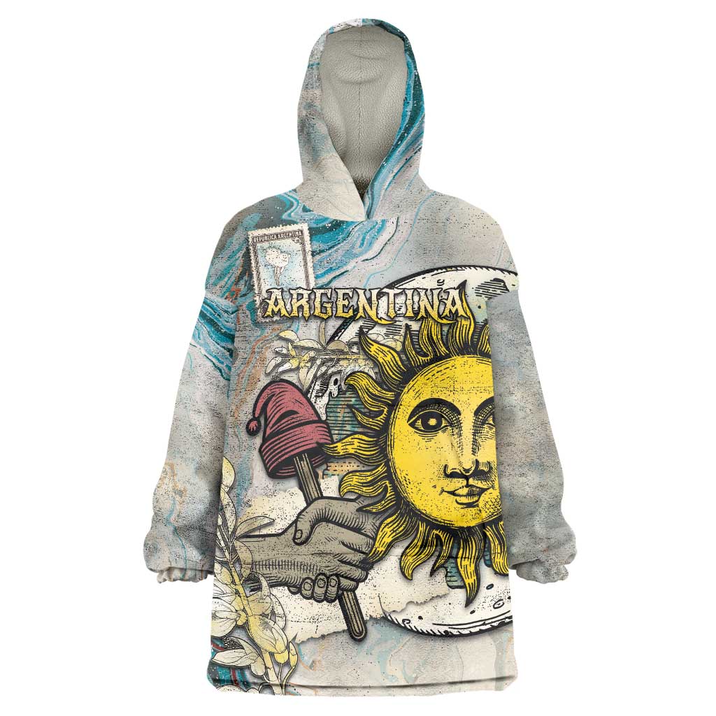 Argentina Wearable Blanket Hoodie Sol De Mayo Retro Style - Wonder Print Shop