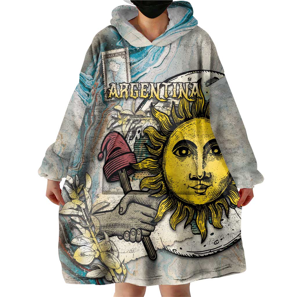 Argentina Wearable Blanket Hoodie Sol De Mayo Retro Style - Wonder Print Shop