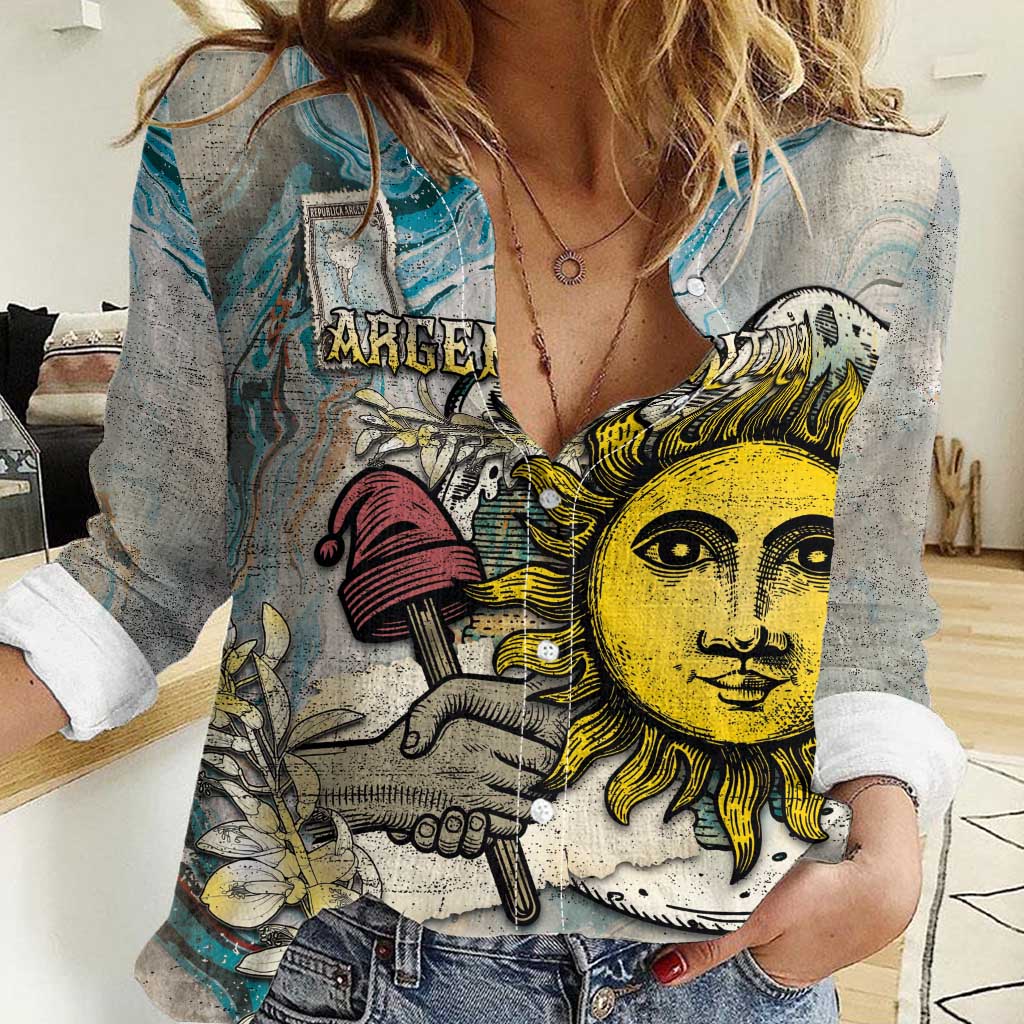 Argentina Women Casual Shirt Sol De Mayo Retro Style - Wonder Print Shop