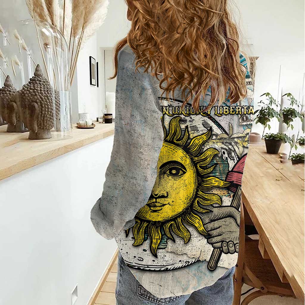Argentina Women Casual Shirt Sol De Mayo Retro Style - Wonder Print Shop