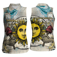 Argentina Women Sleeveless Polo Shirt Sol De Mayo Retro Style - Wonder Print Shop