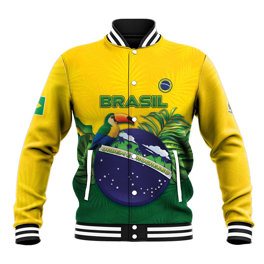 Personalized Brazil Baseball Jacket Toco Toucan Tropical Vibes - Wonder Print Shop
