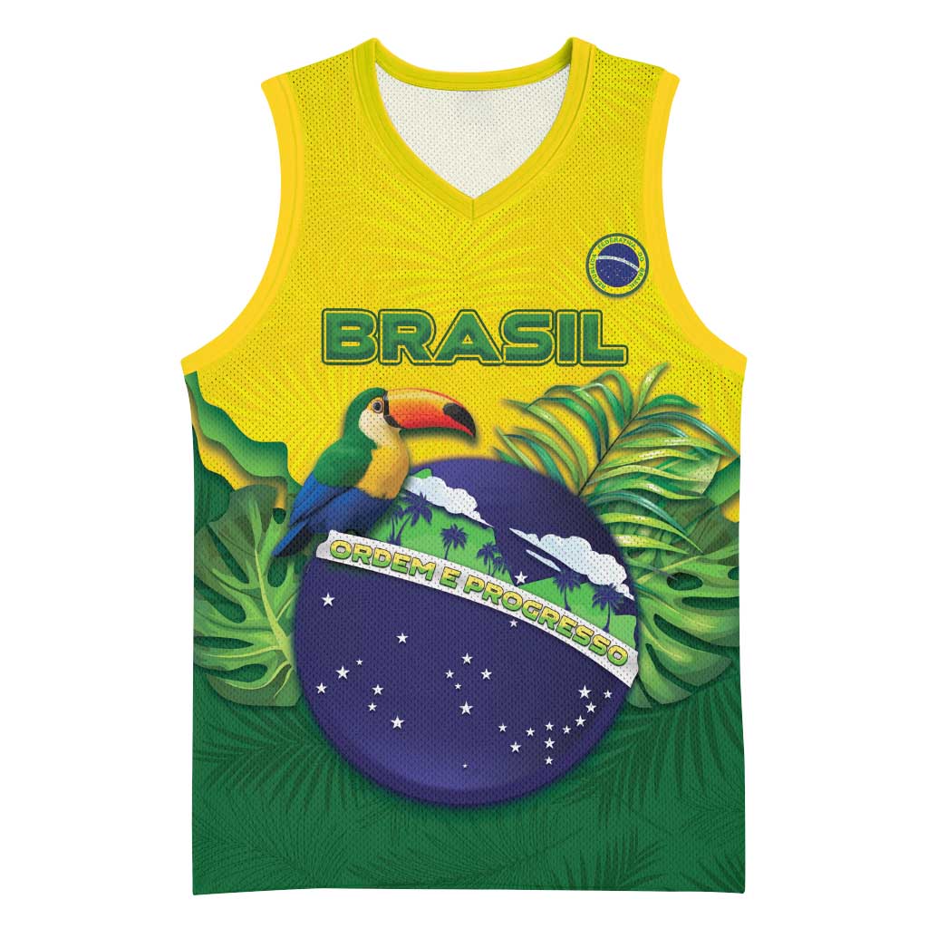 Personalized Brazil Basketball Jersey Toco Toucan Tropical Vibes - Wonder Print Shop
