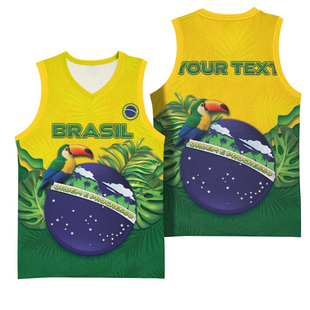 Personalized Brazil Basketball Jersey Toco Toucan Tropical Vibes - Wonder Print Shop