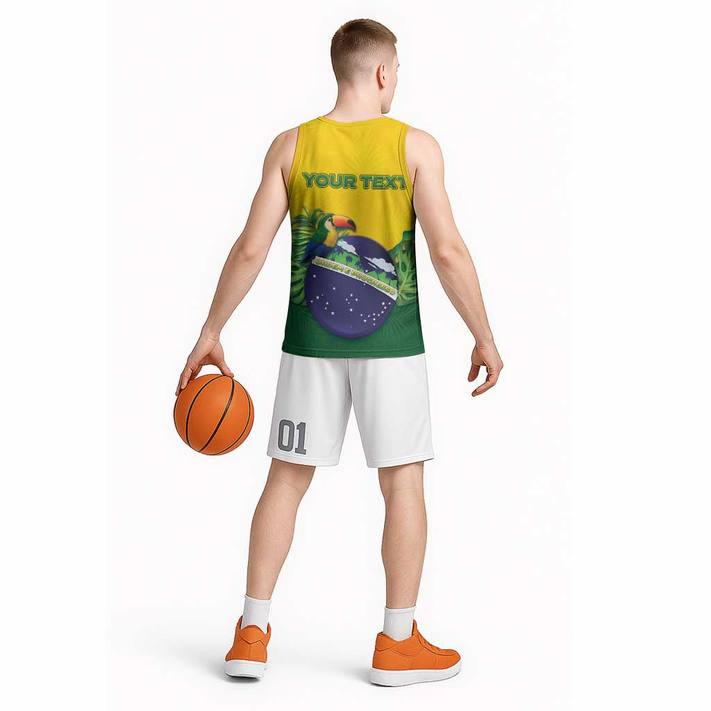 Personalized Brazil Basketball Jersey Toco Toucan Tropical Vibes - Wonder Print Shop