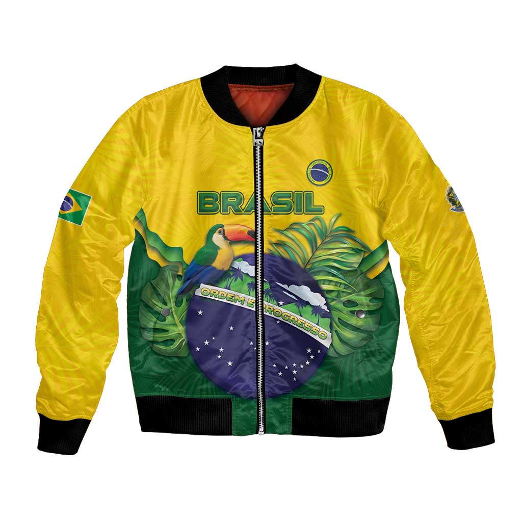 Personalized Brazil Bomber Jacket Toco Toucan Tropical Vibes - Wonder Print Shop