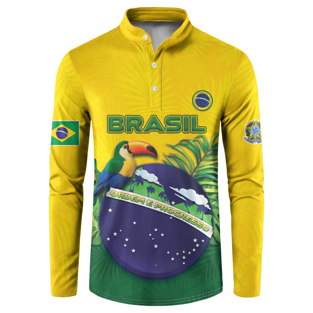 Personalized Brazil Button Sweatshirt Toco Toucan Tropical Vibes - Wonder Print Shop