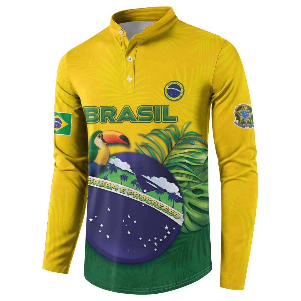 Personalized Brazil Button Sweatshirt Toco Toucan Tropical Vibes - Wonder Print Shop