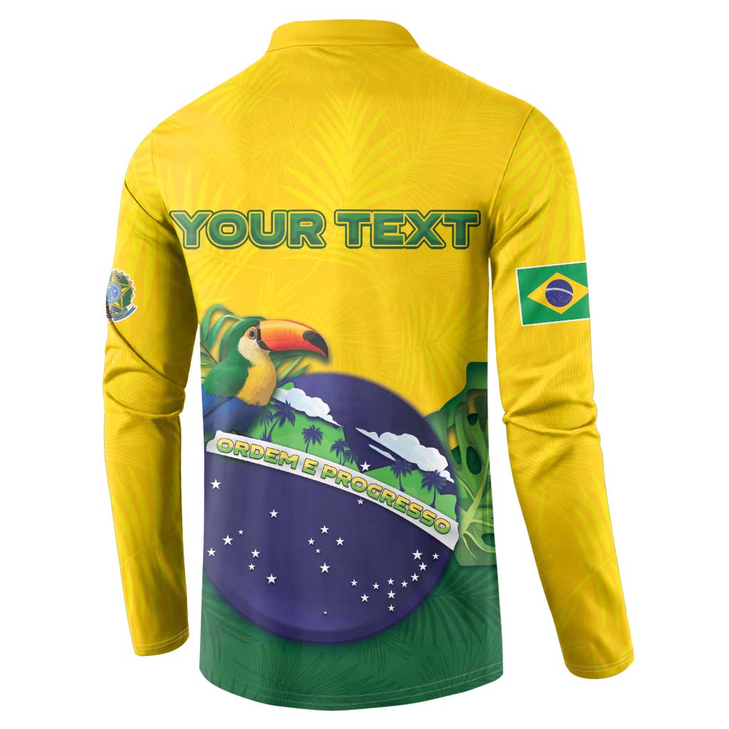 Personalized Brazil Button Sweatshirt Toco Toucan Tropical Vibes - Wonder Print Shop