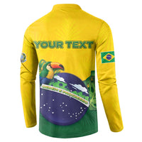 Personalized Brazil Button Sweatshirt Toco Toucan Tropical Vibes - Wonder Print Shop