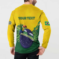 Personalized Brazil Button Sweatshirt Toco Toucan Tropical Vibes - Wonder Print Shop