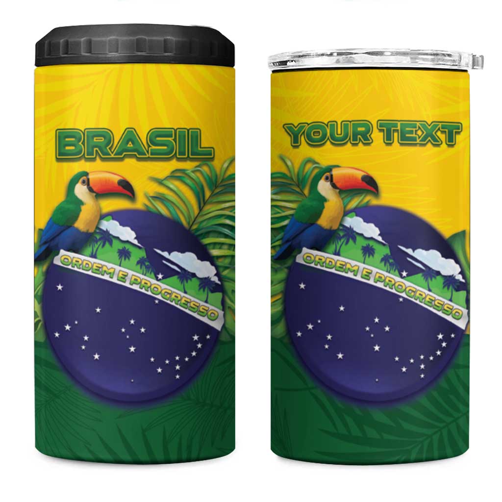 Personalized Brazil 4 in 1 Can Cooler Tumbler Toco Toucan Tropical Vibes - Wonder Print Shop