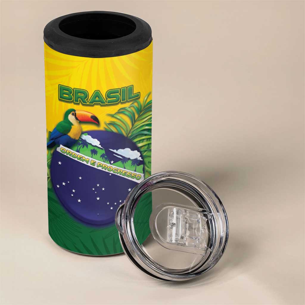 Personalized Brazil 4 in 1 Can Cooler Tumbler Toco Toucan Tropical Vibes - Wonder Print Shop