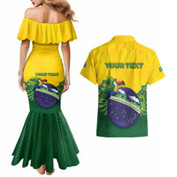 Personalized Brazil Couples Matching Mermaid Dress and Hawaiian Shirt Toco Toucan Tropical Vibes - Wonder Print Shop