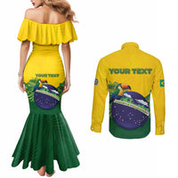 Personalized Brazil Couples Matching Mermaid Dress and Long Sleeve Button Shirt Toco Toucan Tropical Vibes - Wonder Print Shop